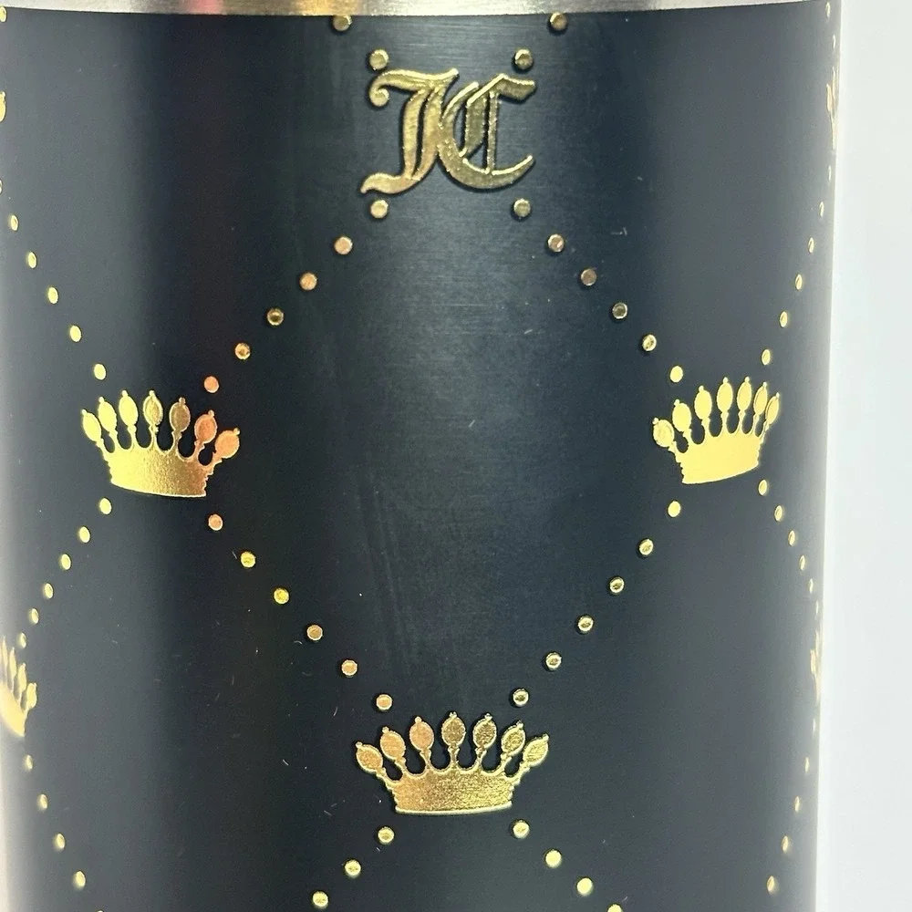 Juicy Couture Crown Monogram Stainless Steel Tumbler Pink Straw 24 Oz